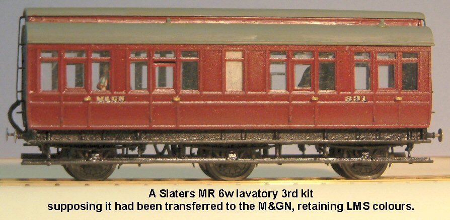 M&GNR 6 wheel ex-MR coach