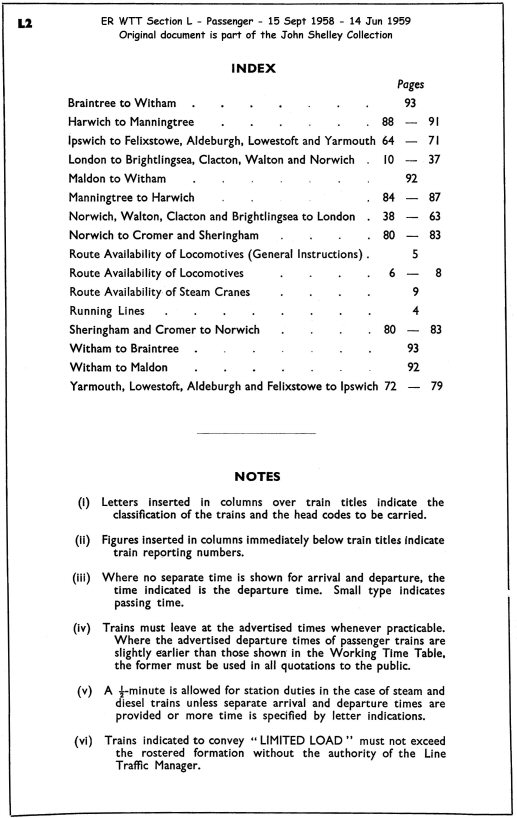 Section L Passenger Index